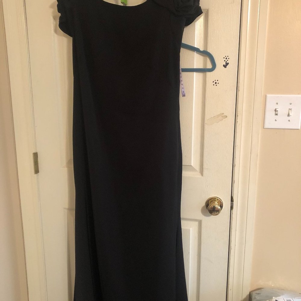 J.S. Collections black, low back ball gown size 14